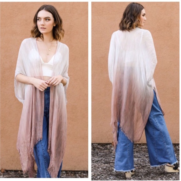 Reverse Ombré Multi Stripe Body Scarf Cardigan - Picture 6 of 6